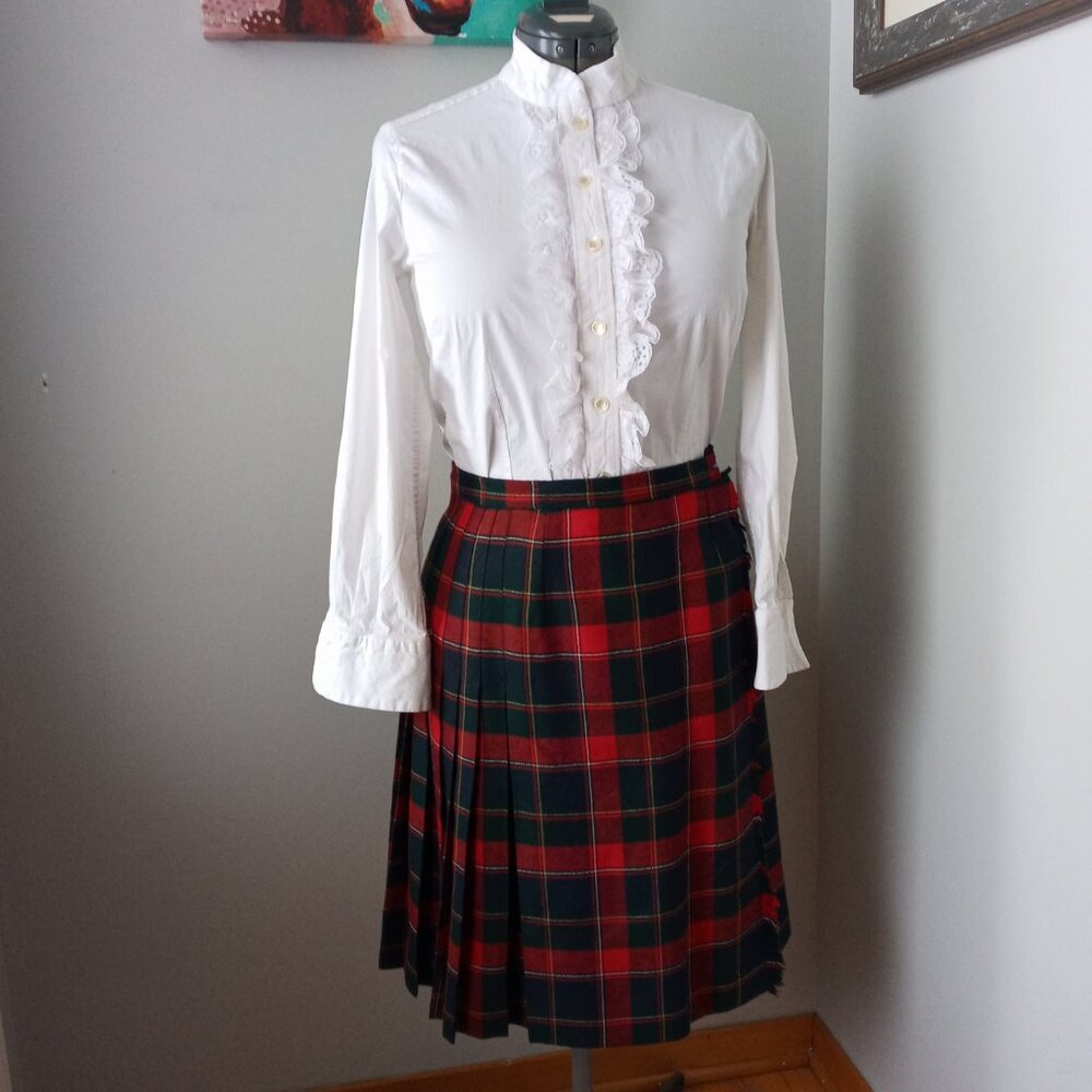 Vtg 60'S Highland Queen plaid du Quebec tartan 100% virgin wool skirt no size ta